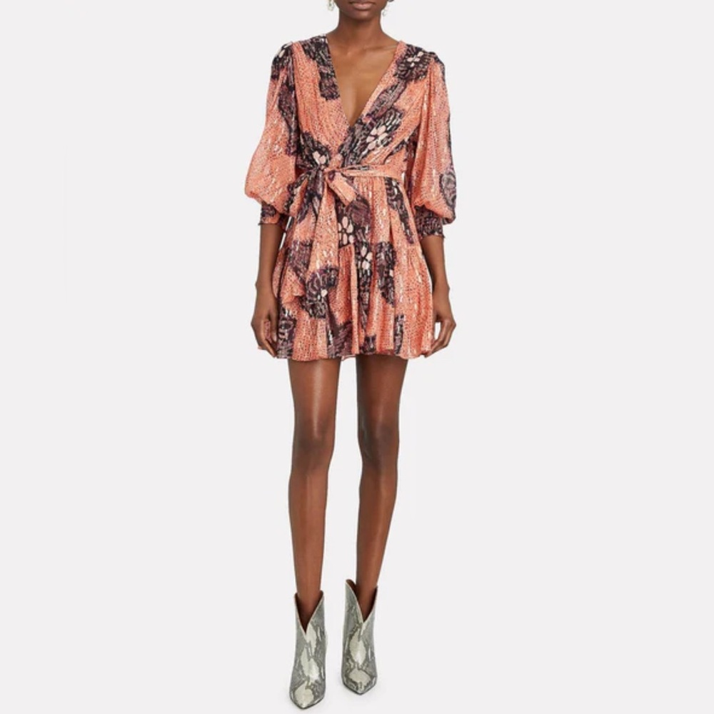 Ulla Johnson Noemi Coral and Metallic Silk Mini Dress - Picture 14 of 14
